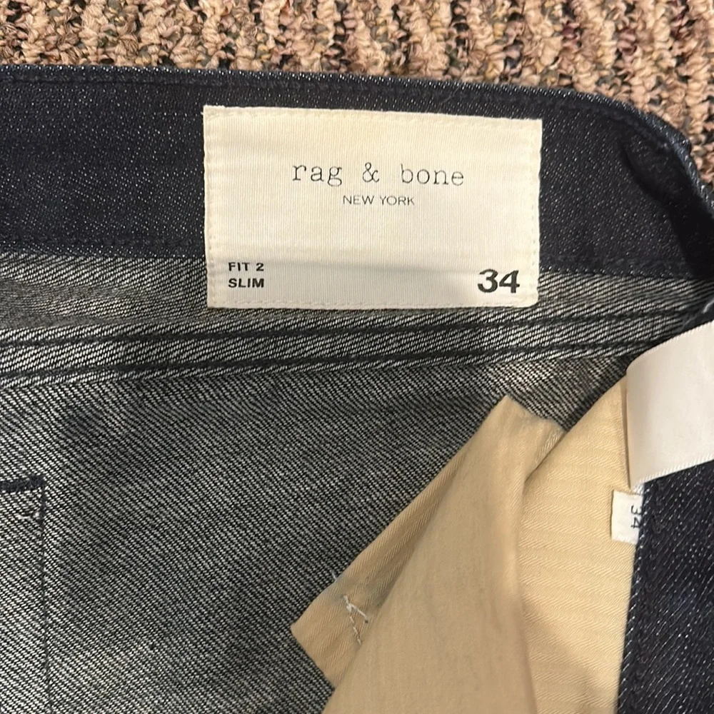 Brand new, never worn dark blue, rag & bone jeans, button up, fly, slim fit 2